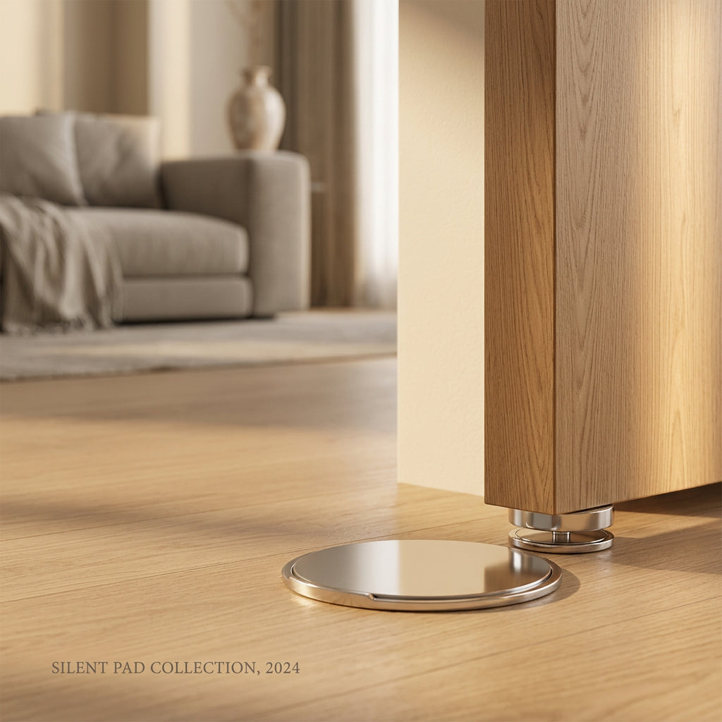 Silent pad for door opening with text on noise reduction and buffer.
